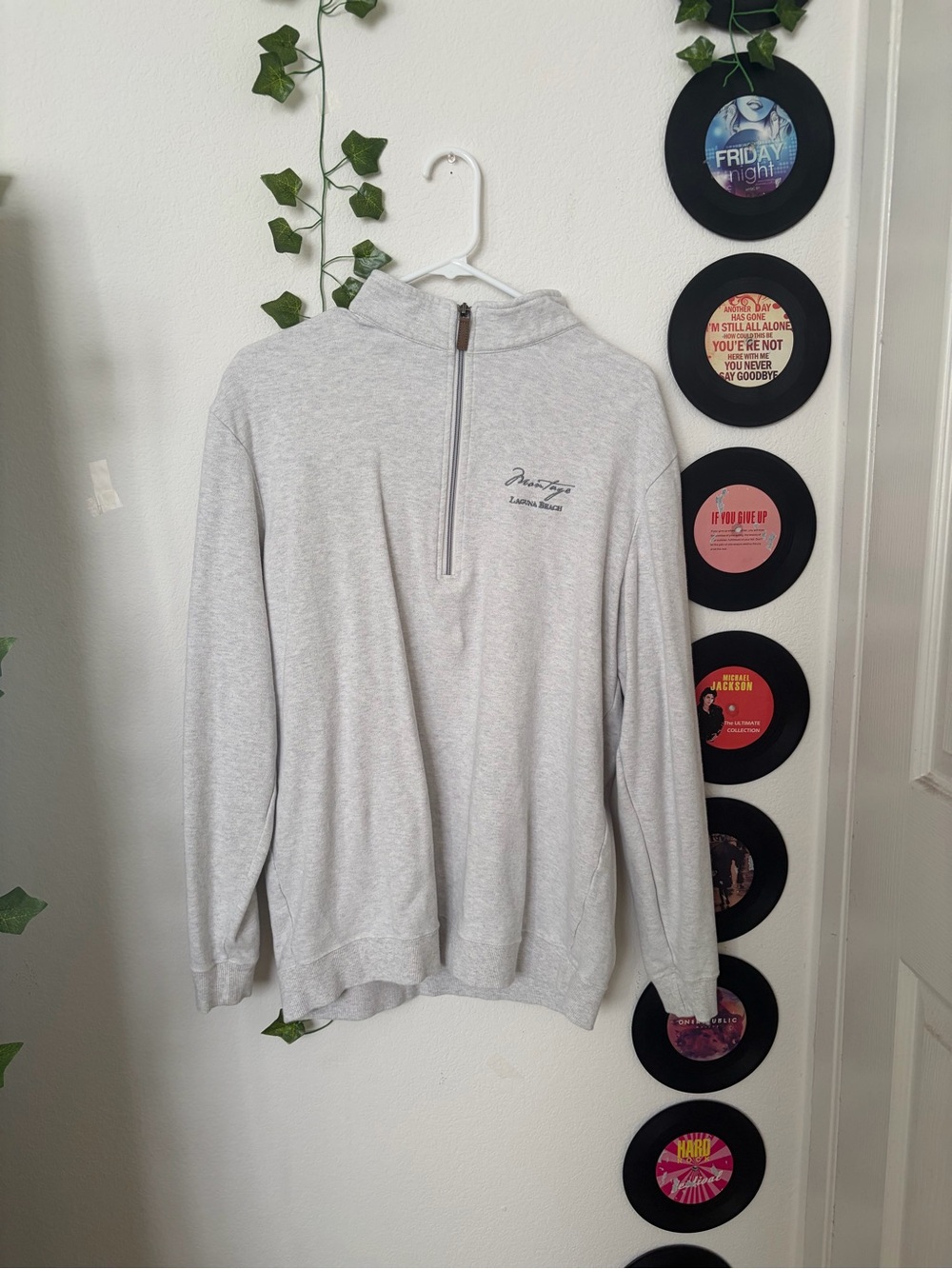 Light Gray Half-Zip Men's Sweater Pullover